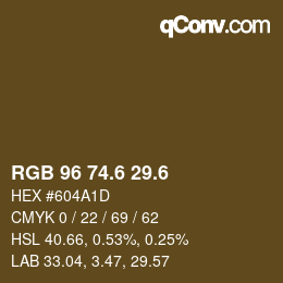 カラーコード: RGB 96 74.6 29.6 | qconv.com