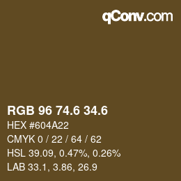 カラーコード: RGB 96 74.6 34.6 | qconv.com