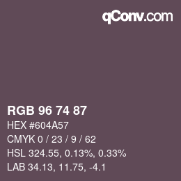 Color code: RGB 96 74 87 | qconv.com