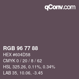 Color code: RGB 96 77 88 | qconv.com