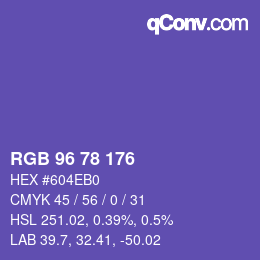 カラーコード: RGB 96 78 176 | qconv.com
