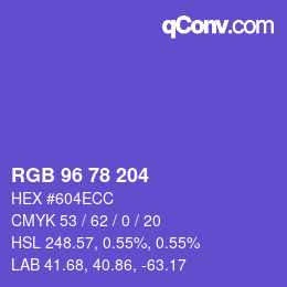 Color code: RGB 96 78 204 | qconv.com