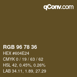 Color code: RGB 96 78 36 | qconv.com