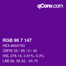Color code: RGB 96 7 147 | qconv.com
