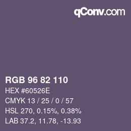Color code: RGB 96 82 110 | qconv.com