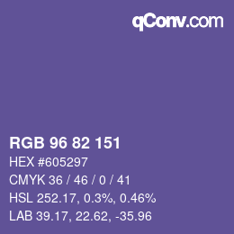 Color code: RGB 96 82 151 | qconv.com