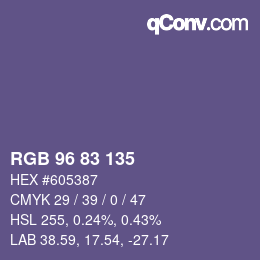 Color code: RGB 96 83 135 | qconv.com