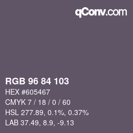 カラーコード: RGB 96 84 103 | qconv.com