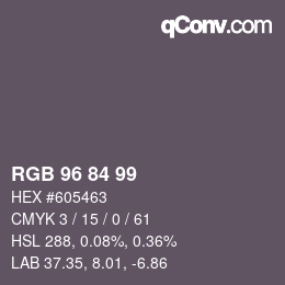 颜色代码: RGB 96 84 99 | qconv.com