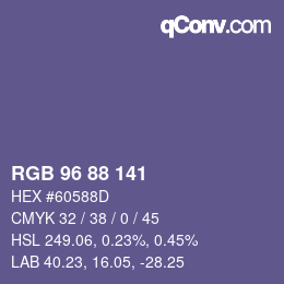 Color code: RGB 96 88 141 | qconv.com