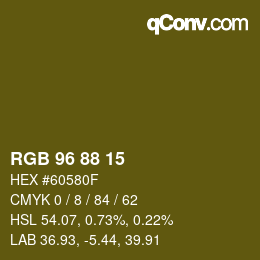 Color code: RGB 96 88 15 | qconv.com