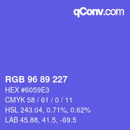 颜色代码: RGB 96 89 227 | qconv.com