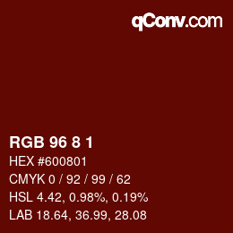 カラーコード: RGB 96 8 1 | qconv.com