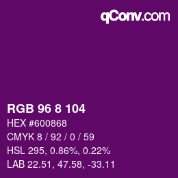 Color code: RGB 96 8 104 | qconv.com