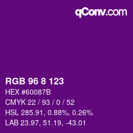 Color code: RGB 96 8 123 | qconv.com