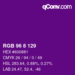カラーコード: RGB 96 8 129 | qconv.com