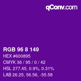 Color code: RGB 96 8 149 | qconv.com