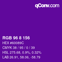 颜色代码: RGB 96 8 156 | qconv.com
