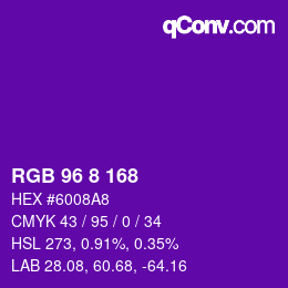 カラーコード: RGB 96 8 168 | qconv.com