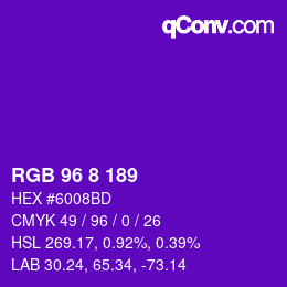 Color code: RGB 96 8 189 | qconv.com