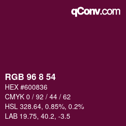 Color code: RGB 96 8 54 | qconv.com