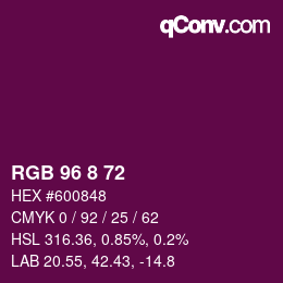 カラーコード: RGB 96 8 72 | qconv.com