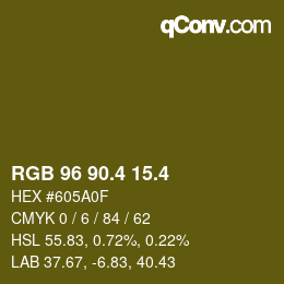 カラーコード: RGB 96 90.4 15.4 | qconv.com