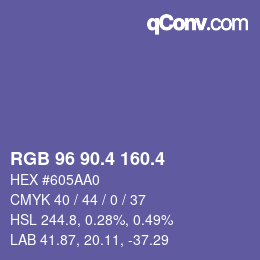 カラーコード: RGB 96 90.4 160.4 | qconv.com