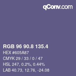 カラーコード: RGB 96 90.8 135.4 | qconv.com