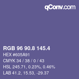 カラーコード: RGB 96 90.8 145.4 | qconv.com