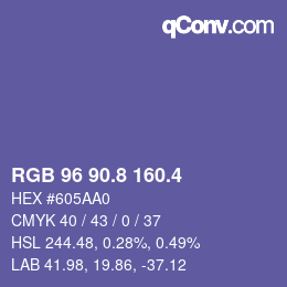 カラーコード: RGB 96 90.8 160.4 | qconv.com