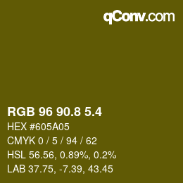カラーコード: RGB 96 90.8 5.4 | qconv.com