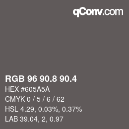 カラーコード: RGB 96 90.8 90.4 | qconv.com