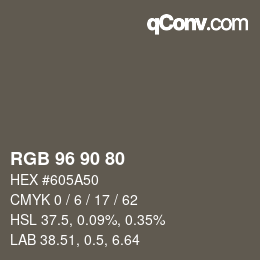 カラーコード: RGB 96 90 80 | qconv.com