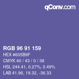 Color code: RGB 96 91 159 | qconv.com