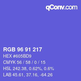 Color code: RGB 96 91 217 | qconv.com