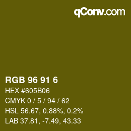 Color code: RGB 96 91 6 | qconv.com