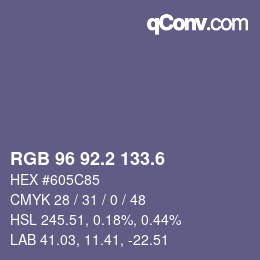カラーコード: RGB 96 92.2 133.6 | qconv.com