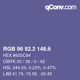 カラーコード: RGB 96 92.2 148.6 | qconv.com
