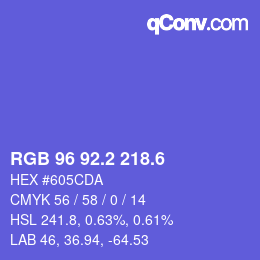 カラーコード: RGB 96 92.2 218.6 | qconv.com