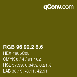 カラーコード: RGB 96 92.2 8.6 | qconv.com