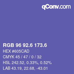 カラーコード: RGB 96 92.6 173.6 | qconv.com