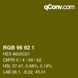 颜色代码: RGB 96 92 1 | qconv.com