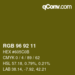 颜色代码: RGB 96 92 11 | qconv.com