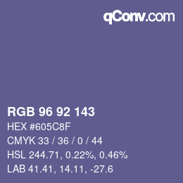 カラーコード: RGB 96 92 143 | qconv.com