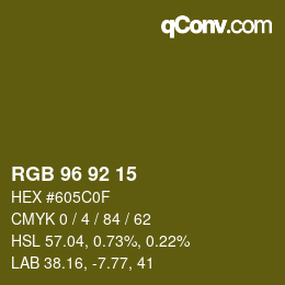 Color code: RGB 96 92 15 | qconv.com