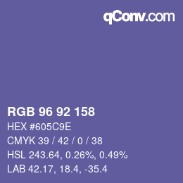 カラーコード: RGB 96 92 158 | qconv.com