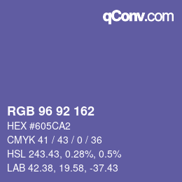 カラーコード: RGB 96 92 162 | qconv.com