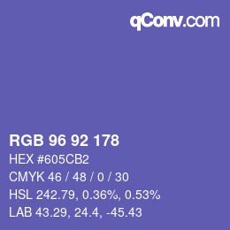 カラーコード: RGB 96 92 178 | qconv.com