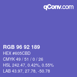 カラーコード: RGB 96 92 189 | qconv.com